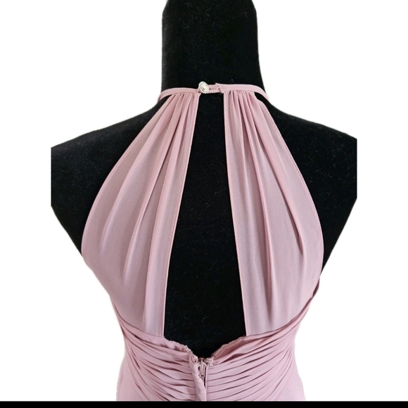 Azazie Womens Vintage Mauve Ginger Halter Pleated Formal Bridesmaid Prom Dress10 - Picture 9 of 15